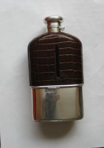 Leather covered antique hipflask